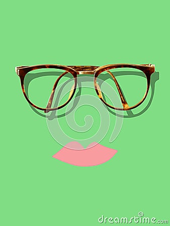 Vintage hipster glasses and lip Stock Photo