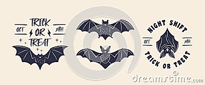 Vintage hipster logo templates and 4 design elements for halloween design. Vector Illustration