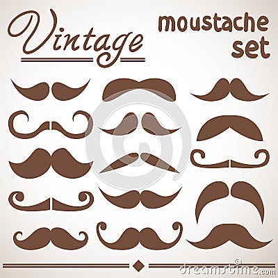 Vintage hipster moustache collection Vector Illustration