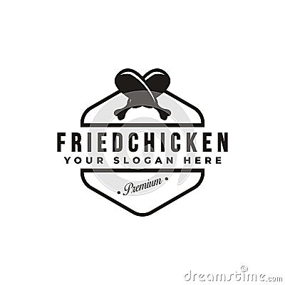 Vintage hipster retro emblem fried chicken logo Vector Illustration