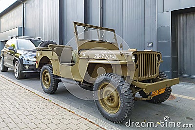Vintage historic military car Willys Jeep Editorial Stock Photo