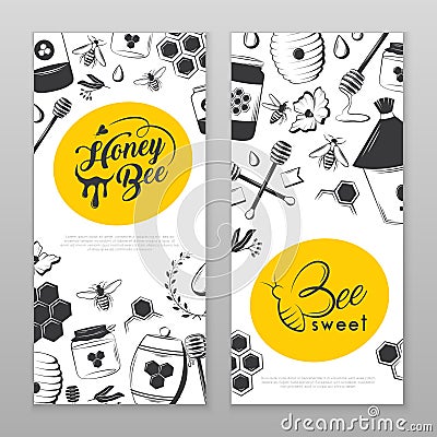 Vintage honey elements Vector Illustration