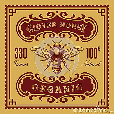 A vintage honey label Vector Illustration