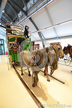 Vintage horse coach - London transport museum Editorial Stock Photo