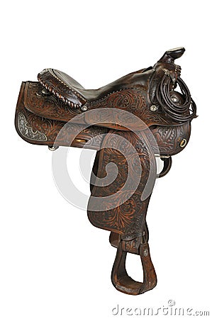 Vintage Horse Saddle - Isolated Stock Photo