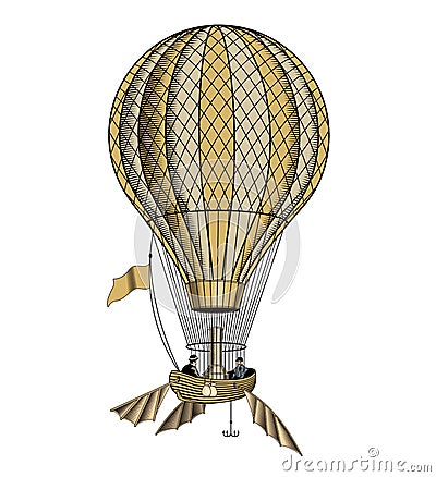 Vintage hot air balloon or aerostat, vector illustration Vector Illustration