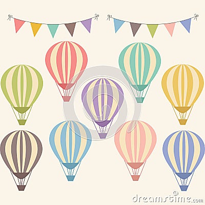 Vintage Hot Air Balloon Vector Illustration