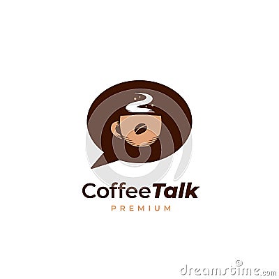 Vintage hot coffee talk podcast logo icon illustration Vector Illustration