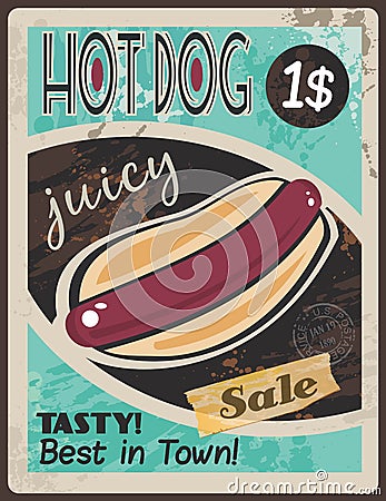 Vintage HOT DOG poster template Vector Illustration
