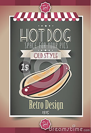 Vintage HOT DOG poster template Vector Illustration