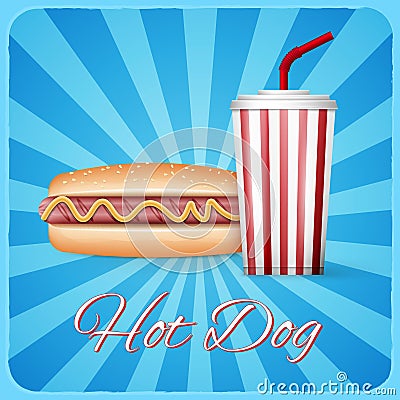 Vintage hotdog poster design Vector Illustration