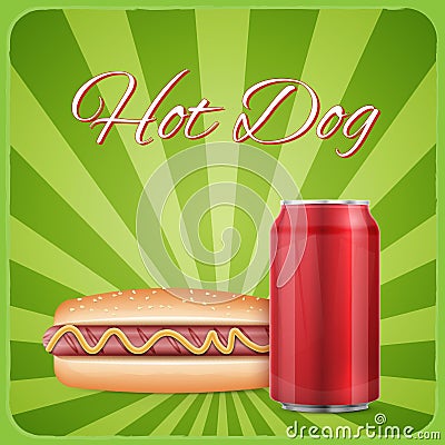 Vintage hotdog poster design Vector Illustration