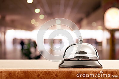 Vintage hotel reception service desk bell Stock Photo