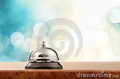 Vintage hotel reception service desk bell Stock Photo