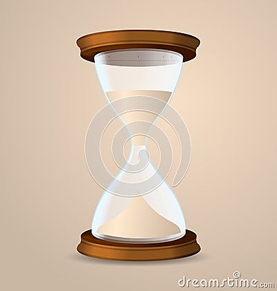 Vintage hourglass on beige background Vector Illustration