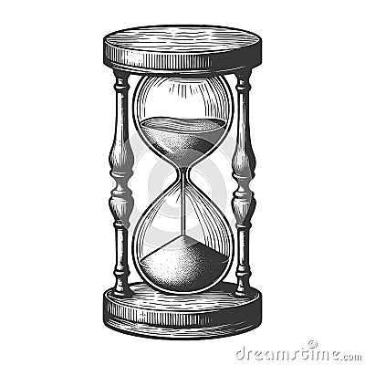 Vintage Hourglass Engraving vector Vector Illustration