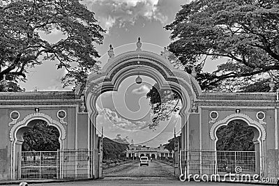 Vintage Huge Arched Gate way to Government Guest house-1805.AD.used as a residence for British officials and representatives in My Editorial Stock Photo