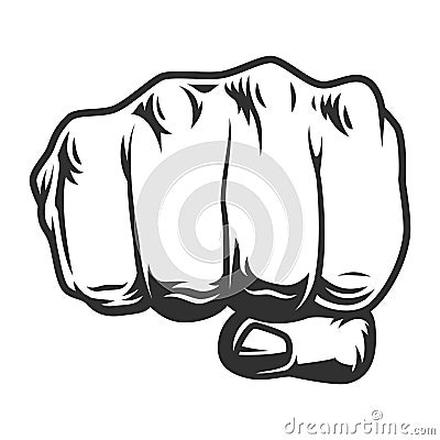 Vintage human fist punch concept Vector Illustration