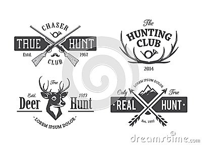 Vintage Hunting Emblems Vector Illustration