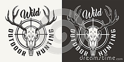 Vintage hunting monochrome logo Vector Illustration