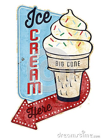 Vintage Ice Cream Tin Sign Stock Photo