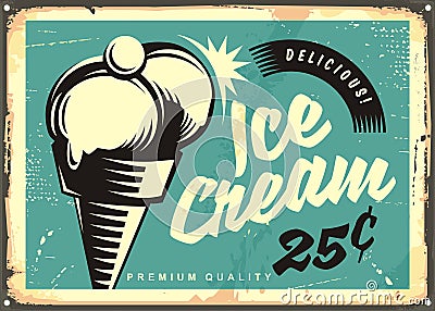 Vintage ice cream vector illustration Vector Illustration