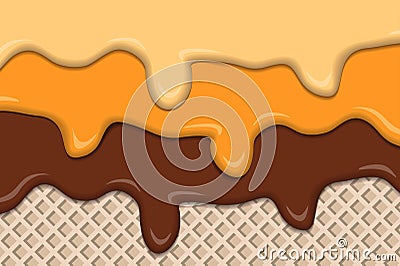 Vintage ice creams with wafer abstract background Vector Illustration