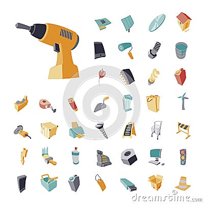 Vintage icons set for industrial Vector Illustration