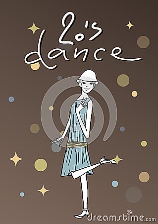 Vintage illustration of dancing girl Vector Illustration