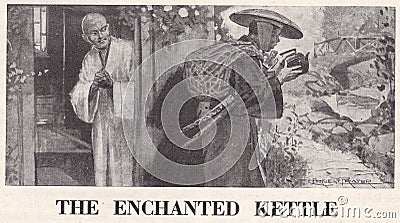 Vintage illustration of `The Enchanted Kettle` Fairy Tale. Editorial Stock Photo