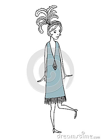 Vintage illustration of girl Vector Illustration