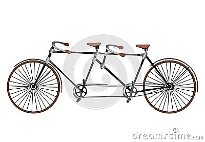 Vintage Illustration of tandem bicycle over white background vector Vector Illustration