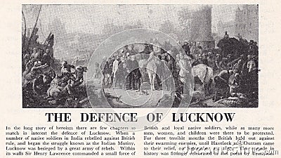 Vintage illustrations of The Defence of Lucknow Editorial Stock Photo