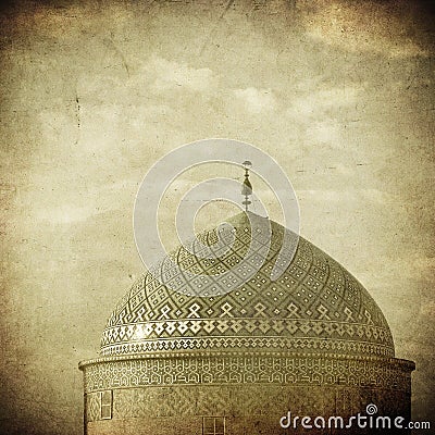 Vintage image of Mosque in ancient city of Yazd Stock Photo