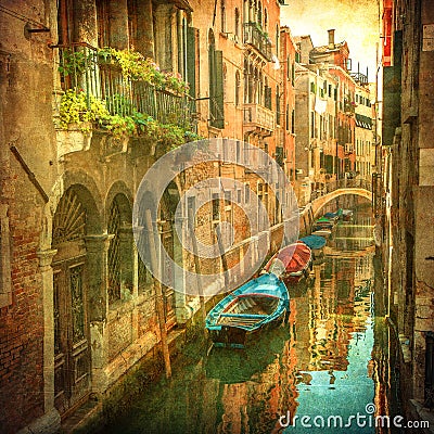 Vintage image of Venetian canals Stock Photo