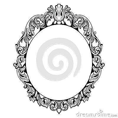 Vintage Imperial Baroque Mirror frame. Vector French Luxury rich intricate ornaments. Victorian Royal Style decor Vector Illustration