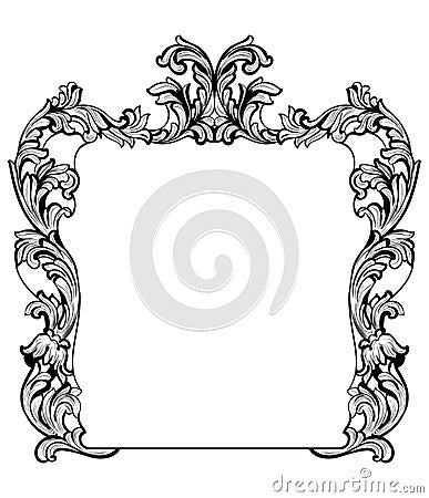 Vintage Imperial Baroque Mirror frame. Vector French Luxury rich intricate ornaments. Victorian Royal Style decor Vector Illustration