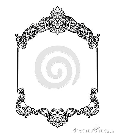 Vintage Imperial Baroque Mirror frame. Vector French Luxury rich intricate ornaments. Victorian Royal Style decor Vector Illustration