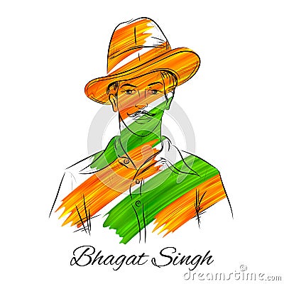 Vintage India background with Nation Hero and Freedom Fighter Bhagat Singh Pride of India Vector Illustration