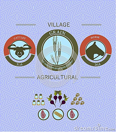 Vintage infographics farming and harvest Vector Illustration