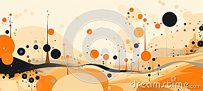 Vintage inspired background with abstract circle forms and retro style perforations design Cartoon Illustration