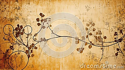 a vintage inspired classic medieval rose tree artwork, ai generated image Stock Photo