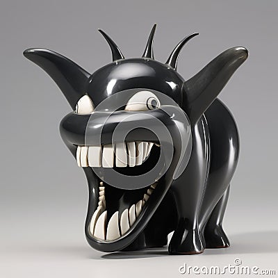 Vintage-inspired Demon Figurine With Exaggerated Teeth Stock Photo