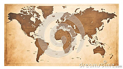 A vintage-inspired world map poster Stock Photo