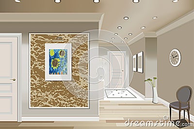 Vintage interior of the hallway. Design of modern room. Vector Illustration