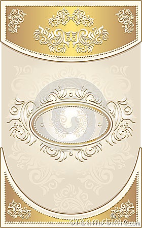 Vintage Invitation or Wedding frame in light gold Vector Illustration