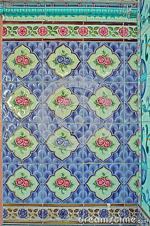Vintage Japaneis Painted Tiles in Ram Mandir Kon Gaon Near Kalyan Editorial Stock Photo