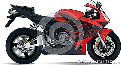 Vintage japanese motorcycle illustration digital vector art Cartoon Illustration