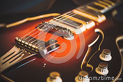 Vintage Jazz Guitar Stock Photo