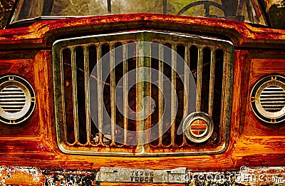 Vintage Jeep Pickup Grill Stock Photo